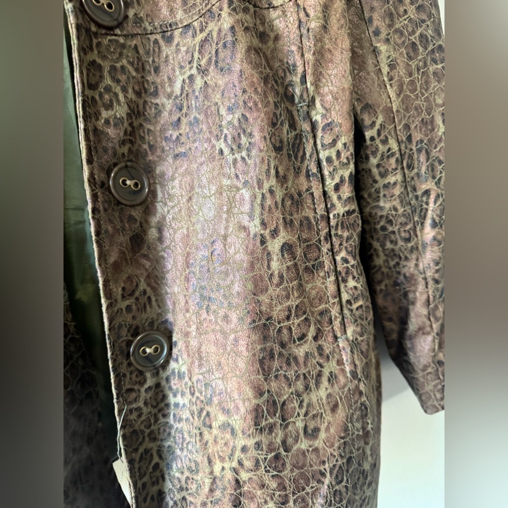 Vintage 90’s Y2K  Birch Hill Brown Animal Print burnout Women's Jacket medium - Picture 5 of 12